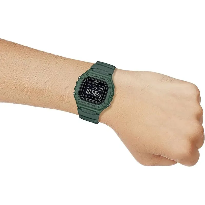 Casio Standard Digital Green Dial Resin Men's Watch- W-218-3BV   2P